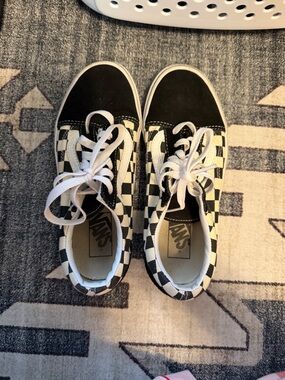 Vans Kids Black and White Checkerboard Low-Top Sneakers